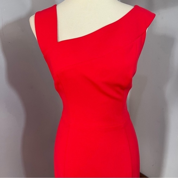 Black Halo Red Date Night Asymmetrical Dress Size 10 Cocktail Bodycon Midi Party - Picture 5 of 14